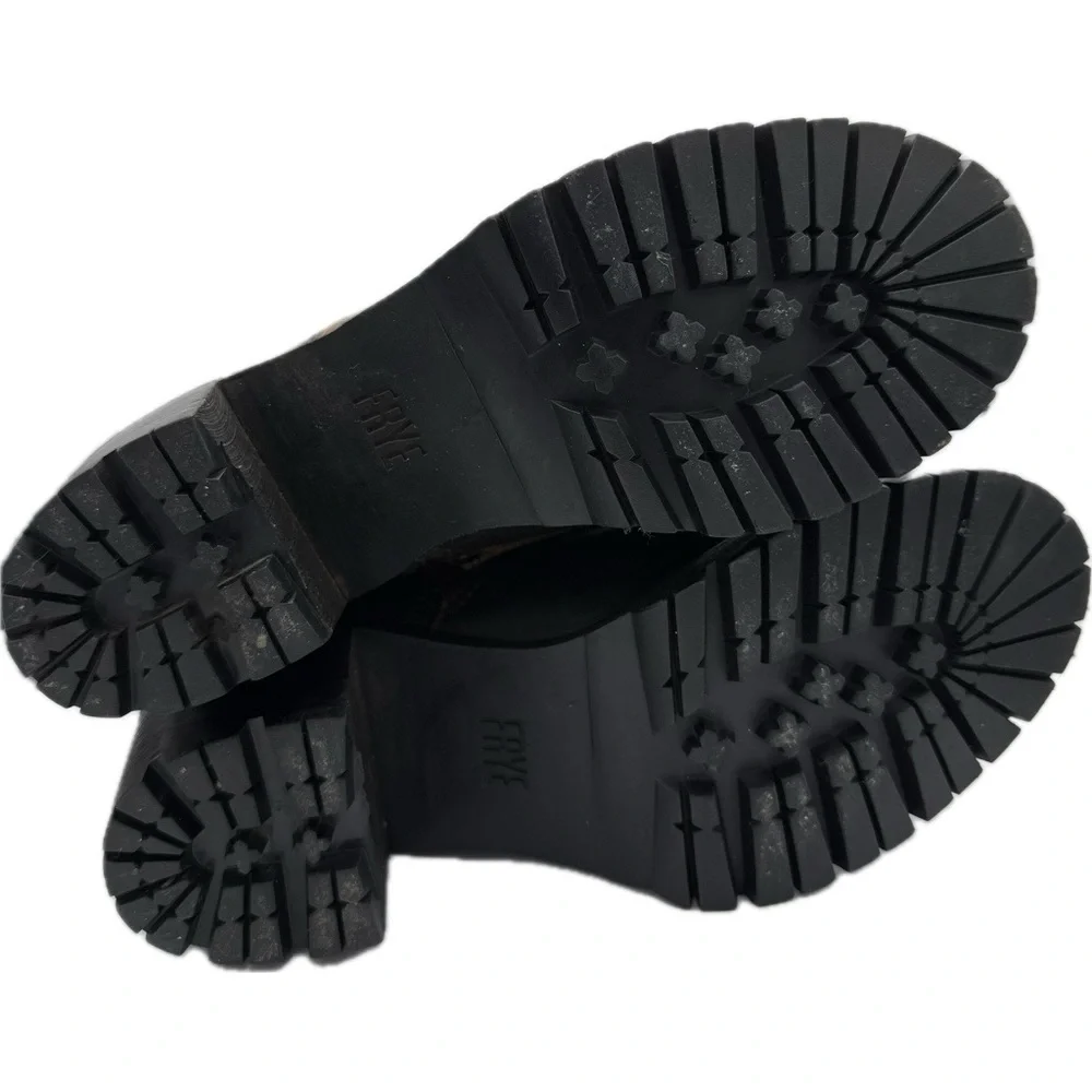 FRYE Black Leather Lace-Up Moto Boots Sabrina Sz 8 - Picture 6 of 12